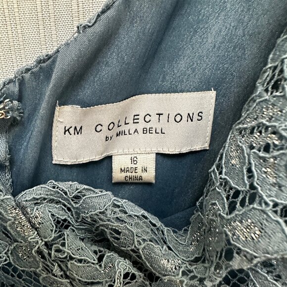 Km Collections Dress Blue Size 16 Women Sleeveless Sheath Paisley Dress Formal - Picture 2 of 5